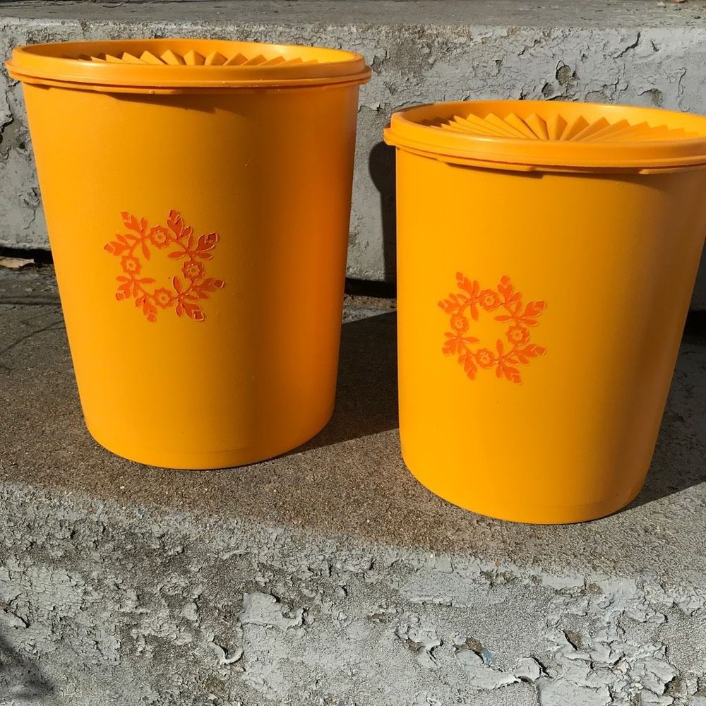 Vintage MCM Tupperware Nesting Canister Set MOD Orange on Orange